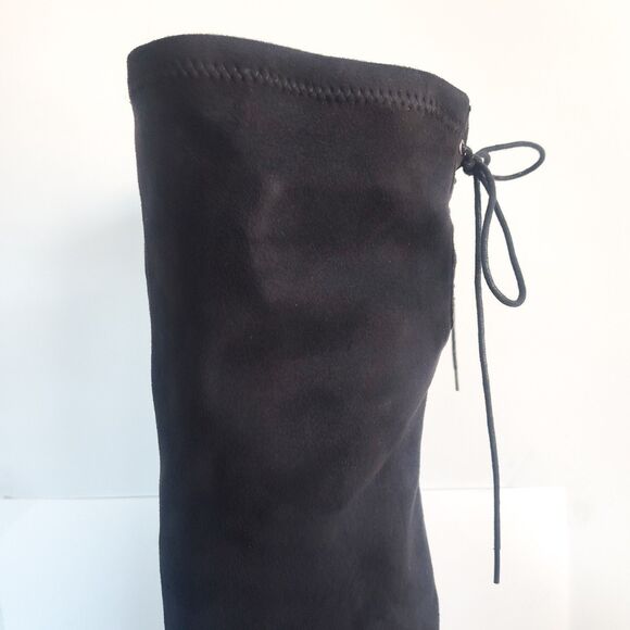 Dream Pair Thigh High Over The Knee Boots Size 8 Faux Suede Black Low Block Heel - Picture 11 of 16